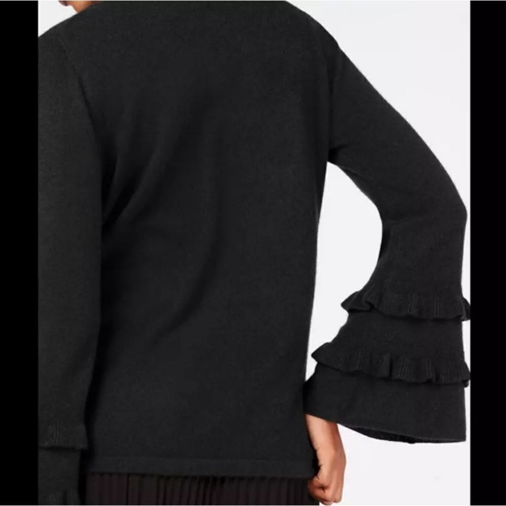 Charter Club 100% Cashmere Ruffle Bell Sleeve Sweater Size M - Picture 2 of 8